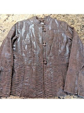 Medium Guillaume Womens Leather Jacket In Rare Snake Print Design Very Good